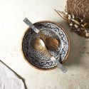 Saladier en bois de manguier avec motif mandala noir (Ø33cm)
