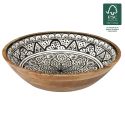 Saladier en bois de manguier avec motif mandala noir (Ø33cm)