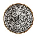 Saladier en bois de manguier avec motif mandala noir (Ø33cm)