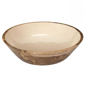 Saladier en bois de manguier uni beige (Ø33 cm)