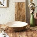Saladier en bois de manguier uni beige (Ø33 cm)