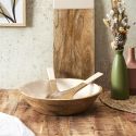 Saladier en bois de manguier uni beige (Ø33 cm)