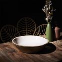 Saladier en bois de manguier uni beige (Ø33 cm)