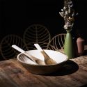 Saladier en bois de manguier uni beige (Ø33 cm)