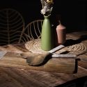 Couverts à salade en bois de manguier avec motif mandala brun