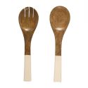 Couverts à salade en bois de manguier uni beige