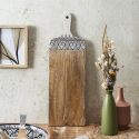 Planche en bois de manguier avec motif mandala noir (L58cm)
