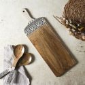 Planche en bois de manguier avec motif mandala noir (L58cm)