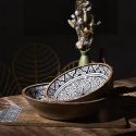Planche en bois de manguier avec motif mandala noir (L58cm)