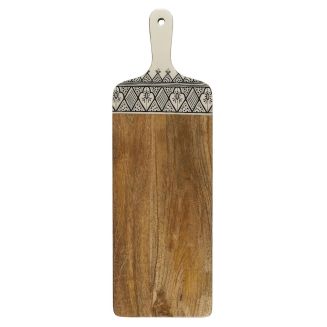 Planche en bois de manguier avec motif mandala noir (L58cm)