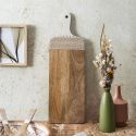 Planche en bois de manguier avec motif mandala brun (L58cm)