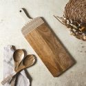 Planche en bois de manguier avec motif mandala brun (L58cm)