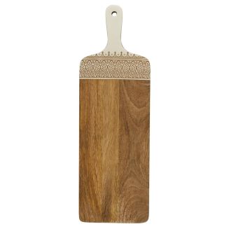 Planche en bois de manguier avec motif mandala brun (L58cm)