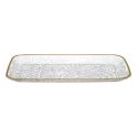 Set de 2 plateaux de service en plastique transparent motif feuilles avec contour doré (L34 cm)