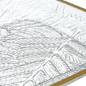 Set de 2 plateaux de service en plastique transparent motif feuilles avec contour doré (L34 cm)
