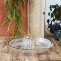 Set de 2 plateaux rond en plastique transparent texturé avec contour doré (L38,5 cm)