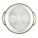 Set de 2 plateaux rond en plastique transparent texturé avec contour doré (L38,5 cm)