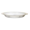 Set de 2 plateaux rond en plastique transparent texturé avec contour doré (L38,5 cm)