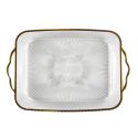 Set de 2 plateaux rectangulaire en plastique transparent texturé avec contour doré (L41 cm)