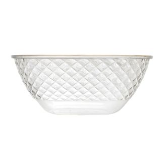 Set de 2 saladiers en plastique transparent en nid d'abeille avec contour doré (300cl)