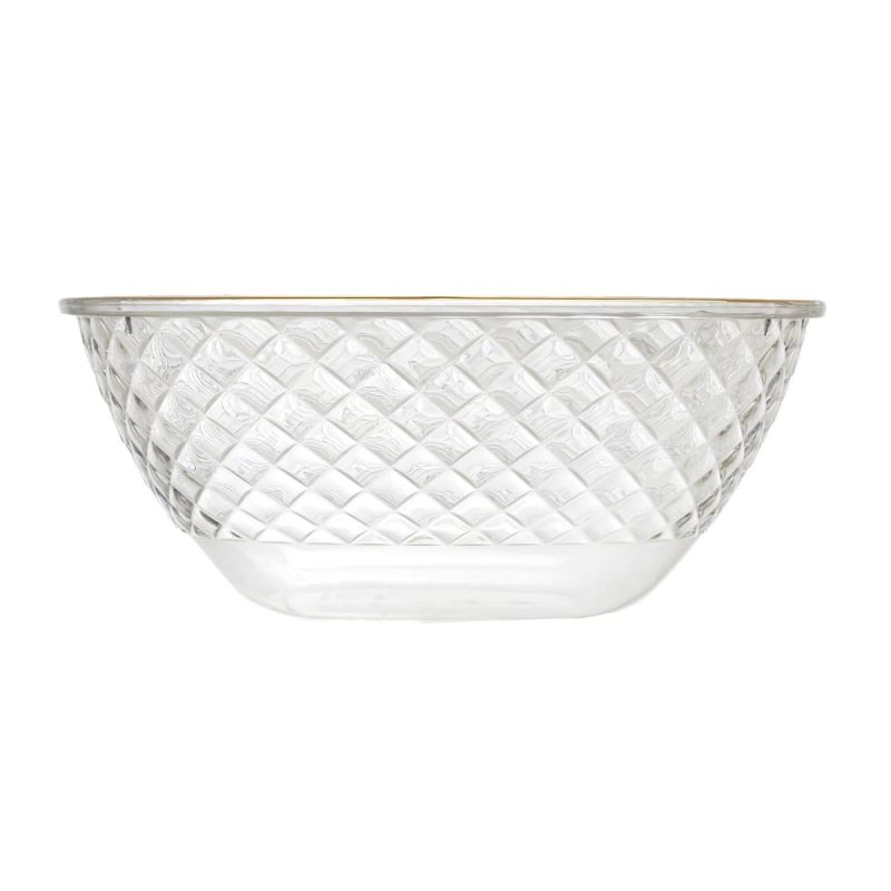 Set de 2 saladiers en plastique transparent en nid d'abeille avec contour doré (300cl) Set de 2 saladiers en plastique transparent en nid d'abeille avec contour doré (300cl)