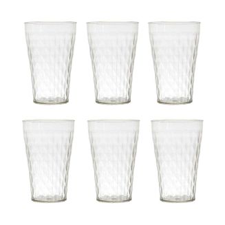 Set de 6 verres en plastique transparent en nid d'abeille (42cl)