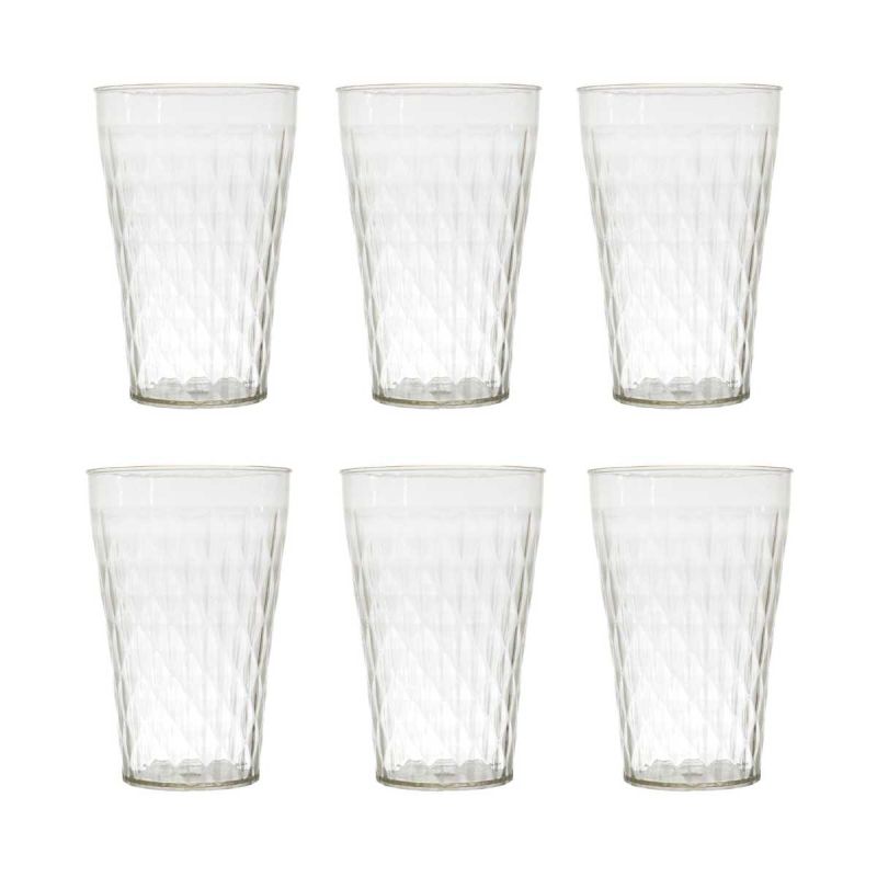 Set de 6 verres en plastique transparent en nid d'abeille (42cl) Set de 6 verres en plastique transparent en nid d'abeille (42cl)