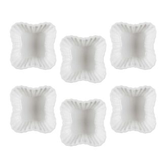 Set de 6 ramequins carrés en céramique blanc texturé (L7,5 cm)