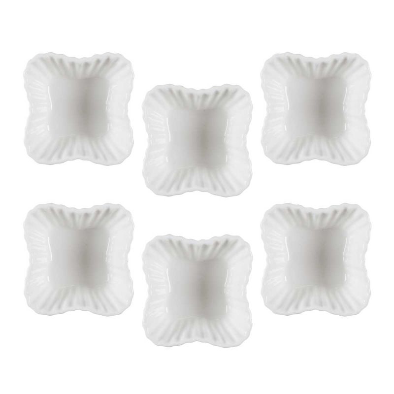 Set de 6 ramequins carrés en céramique blanc texturé (L7,5 cm) Set de 6 ramequins carrés en céramique blanc texturé (L7,5 cm)