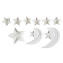 Service apéritif 9 pièces (bols et coupelles) en céramique blanc formes étoile et lune