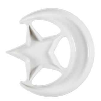 Plat apéritif en céramique blanc design nuit étoilée