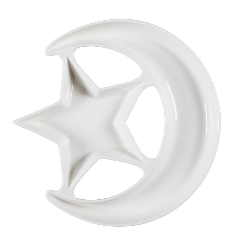 Plat apéritif en céramique blanc design nuit étoilée