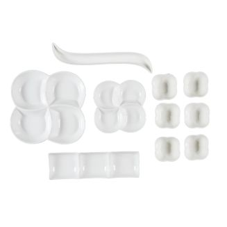 Service apéritif 10 pièces (coupelles et plateaux) en céramique blanc