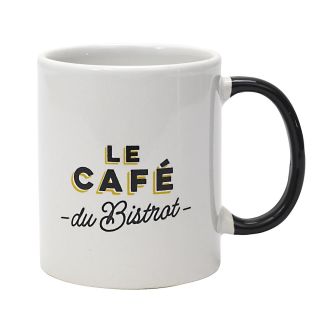 Mug "bistrot" en céramique coloris blanc et noir (30cl)