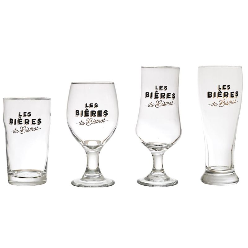 Coffret de 4 verres à bière en verre style bistrot Coffret de 4 verres à bière en verre style bistrot