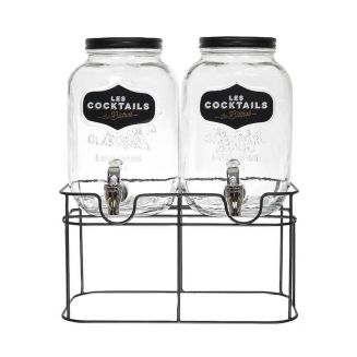 Set de 2 distributeurs à boisson 4L en verre avec robinet style bistrot