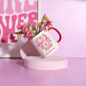 Mug 30 cl en céramique blanc et rose avec message esprit Girl Power