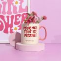 Mug XXL 70 cl en céramique blanc et rose avec message esprit Girl Power