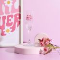 Flute à champagne 15 cl avec message rose esprit Girl Power