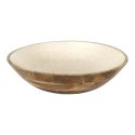 Saladier en bois de manguier avec intérieur texturé nid d’abeille beige (Ø33 cm)