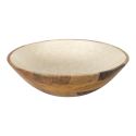 Saladier en bois de manguier avec intérieur texturé nid d’abeille beige (Ø27,5 cm)