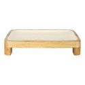 Plat de service en bois de manguier avec intérieur texturé nid d’abeille beige (L30 cm)