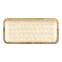 Plat de service en bois de manguier avec intérieur texturé nid d’abeille beige (L30 cm)