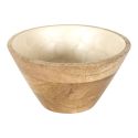 Bol en bois de manguier avec intérieur texturé nid d’abeille beige (Ø15 cm)