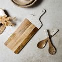 Planche en bois de manguier avec manche texturé nid d’abeille beige (L58cm)