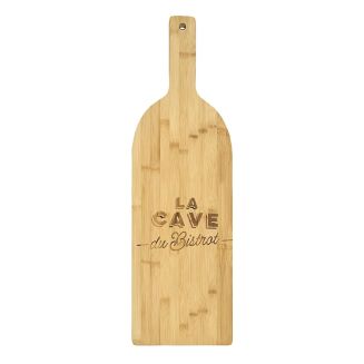 Planche en bambou avec message, en forme de bouteille style bistrot (L70cm)