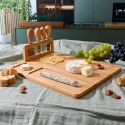 Planche à fromage en bambou 36x28cm avec son support de 4 couteaux inclus