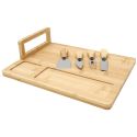 Planche à fromage en bambou 36x28cm avec son support de 4 couteaux inclus