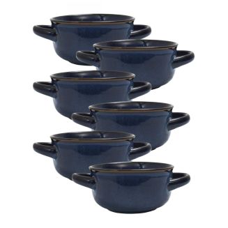 Set de 6 bols à soupe en Grés du Temps bleu (60ml)