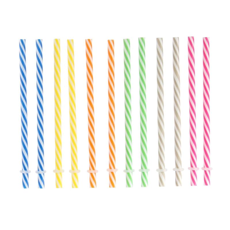 Set de 12 pailles MASON JAR réutilisables multicolores en plastique (H19 cm)